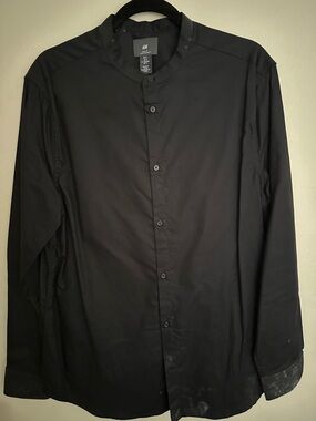H&M Black Mandarin Collar Lightweight Shirt Jacket